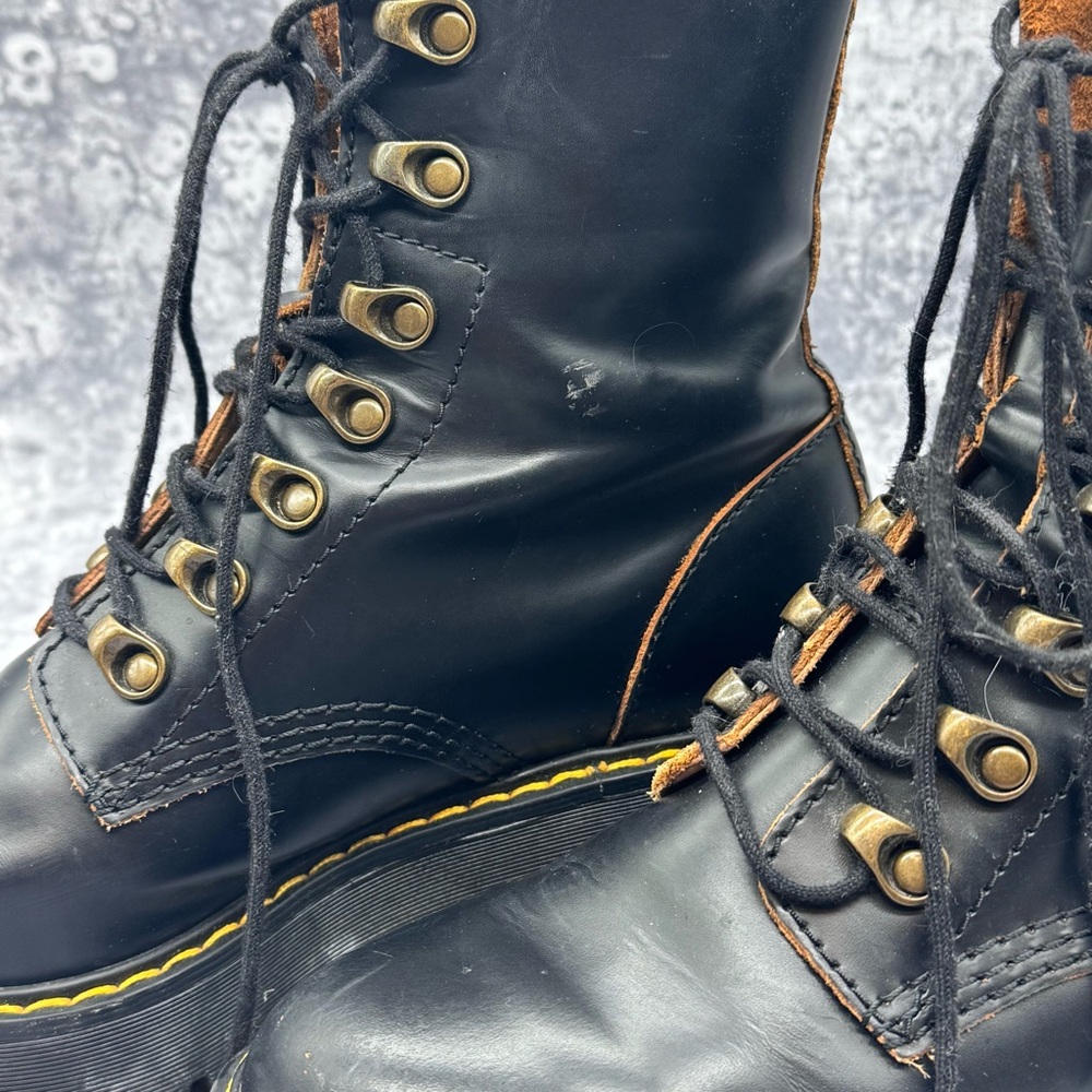 Dr. Martens Black Leather Platform Boots (Leona) - Picture 3 of 9